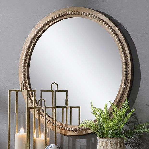 Round Beaded Wood Accent Mirror | Wood Accents, Accent Mirrors, Arched With Matthias Round Accent Mirrors (View 14 of 15)