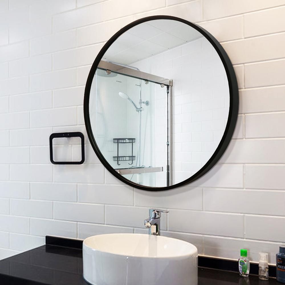 Round Black Frame Wall Mirror Dfs 03 | Led Mirror Manufacturer Backlit Regarding Round Bathroom Wall Mirrors (View 10 of 15)