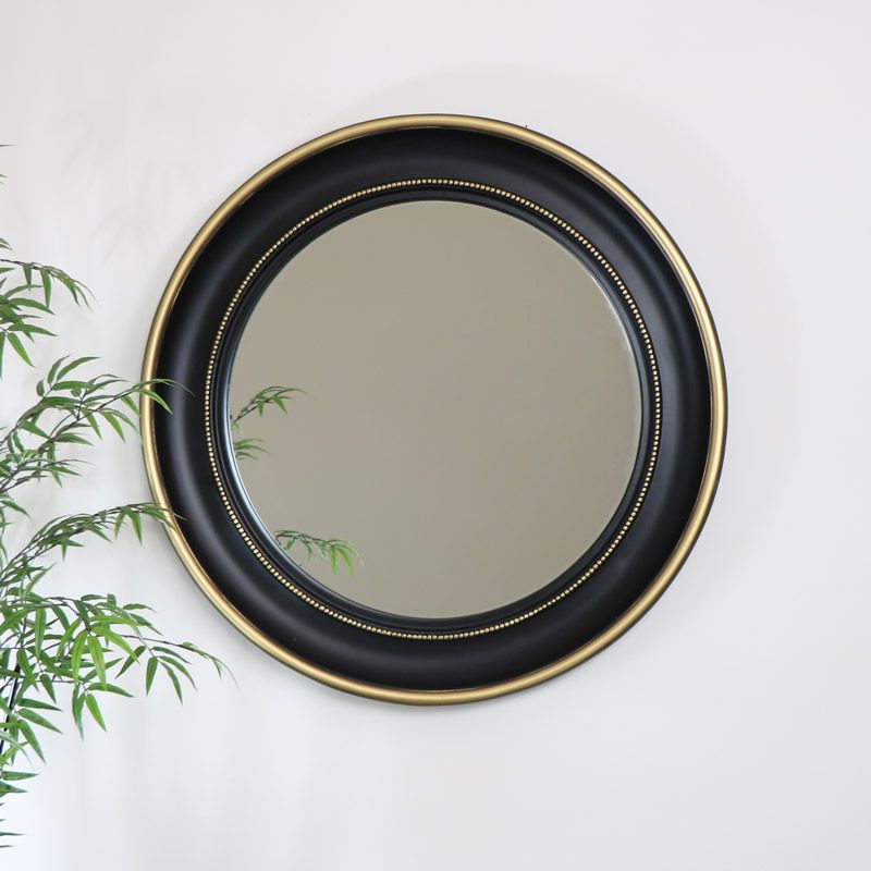 Round Black & Gold Wall Mirror 90cm X 90cm With Black Openwork Round Metal Wall Mirrors (View 5 of 15)