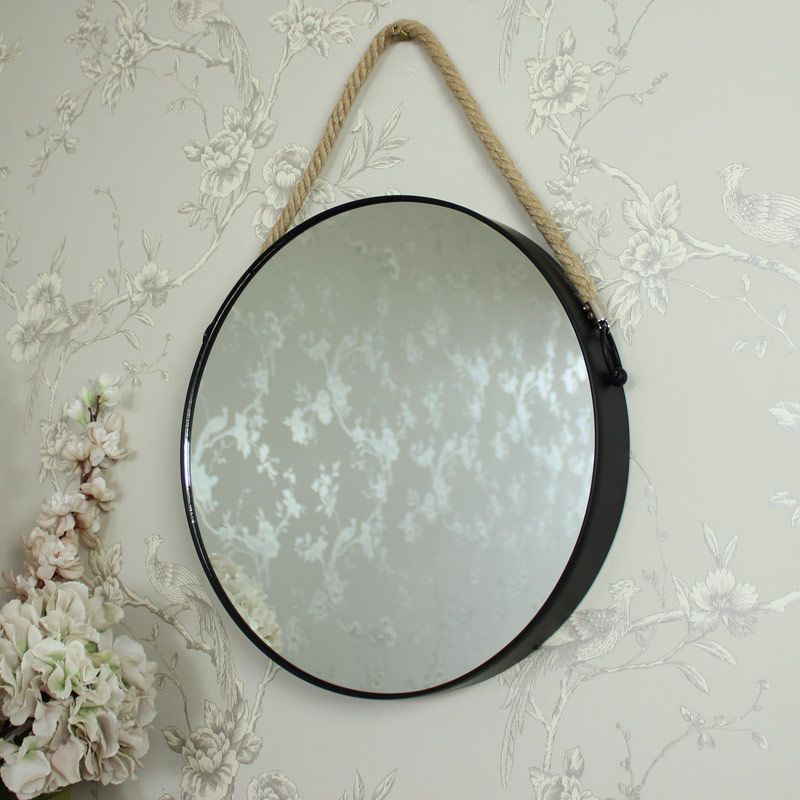 Round Black Metal Wall Mirror – Melody Maison® Within Woven Metal Round Wall Mirrors (View 1 of 15)