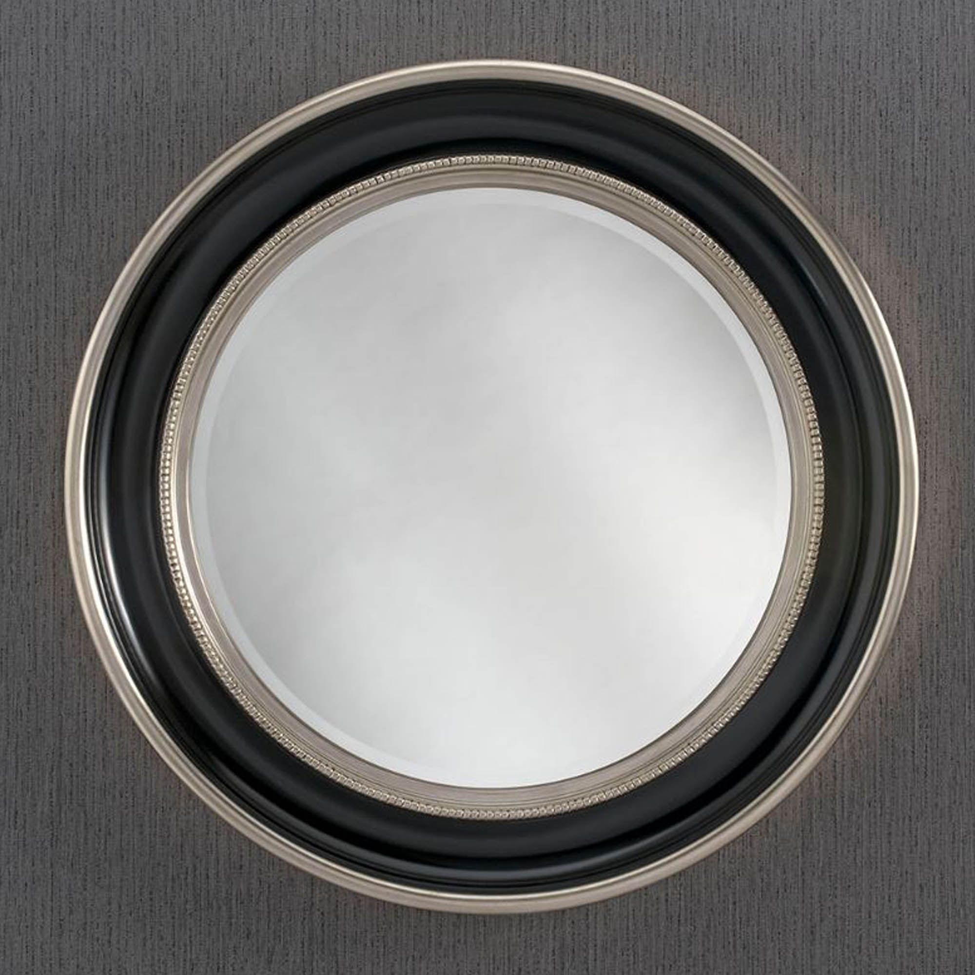 Round Black & Silver Contemporary Wall Mirror | Homesdirect365 With Regard To Midnight Black Round Wall Mirrors (View 1 of 15)