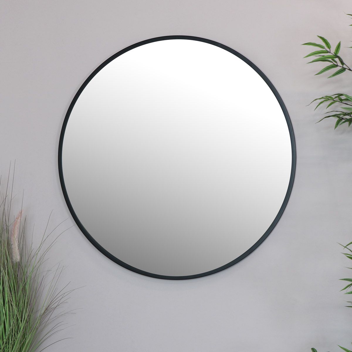 Round Black Wall Mirror 80cm X 80cm Within Shiny Black Round Wall Mirrors (View 8 of 15)