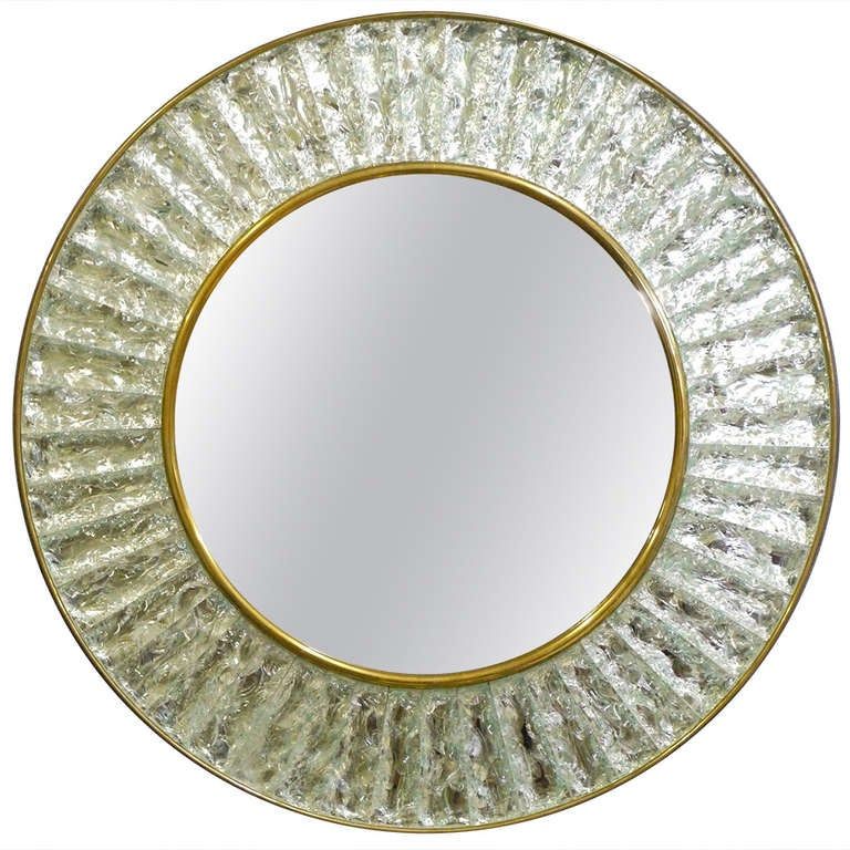 Round Chiseled Glass Mirrorghiro At 1stdibs Within Rounded Cut Edge Wall Mirrors (View 11 of 15)
