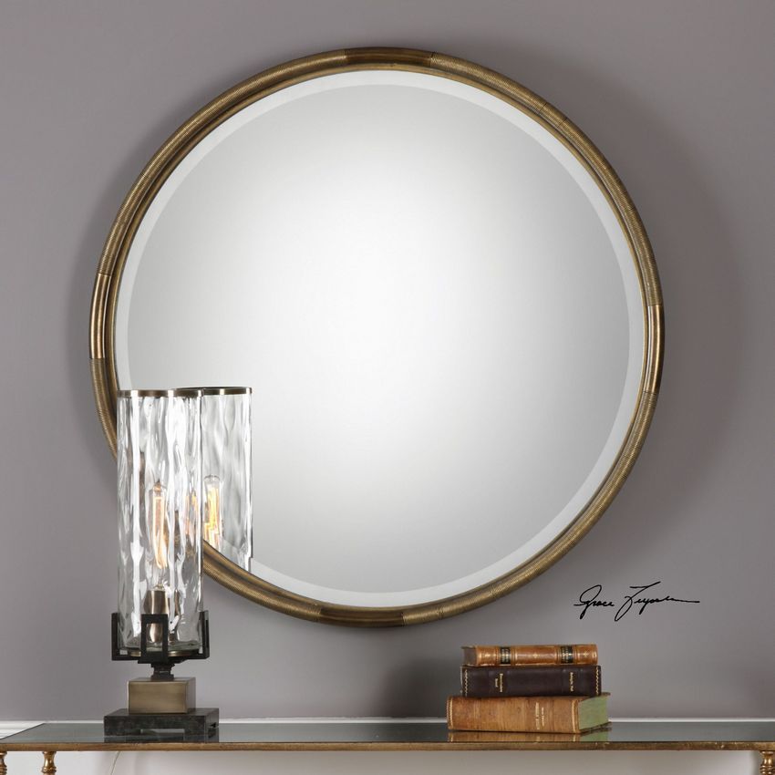 Round Classic Beveled Wall Mirror Traditional Antique Gold Frame Pertaining To Jagged Edge Round Wall Mirrors (View 3 of 15)