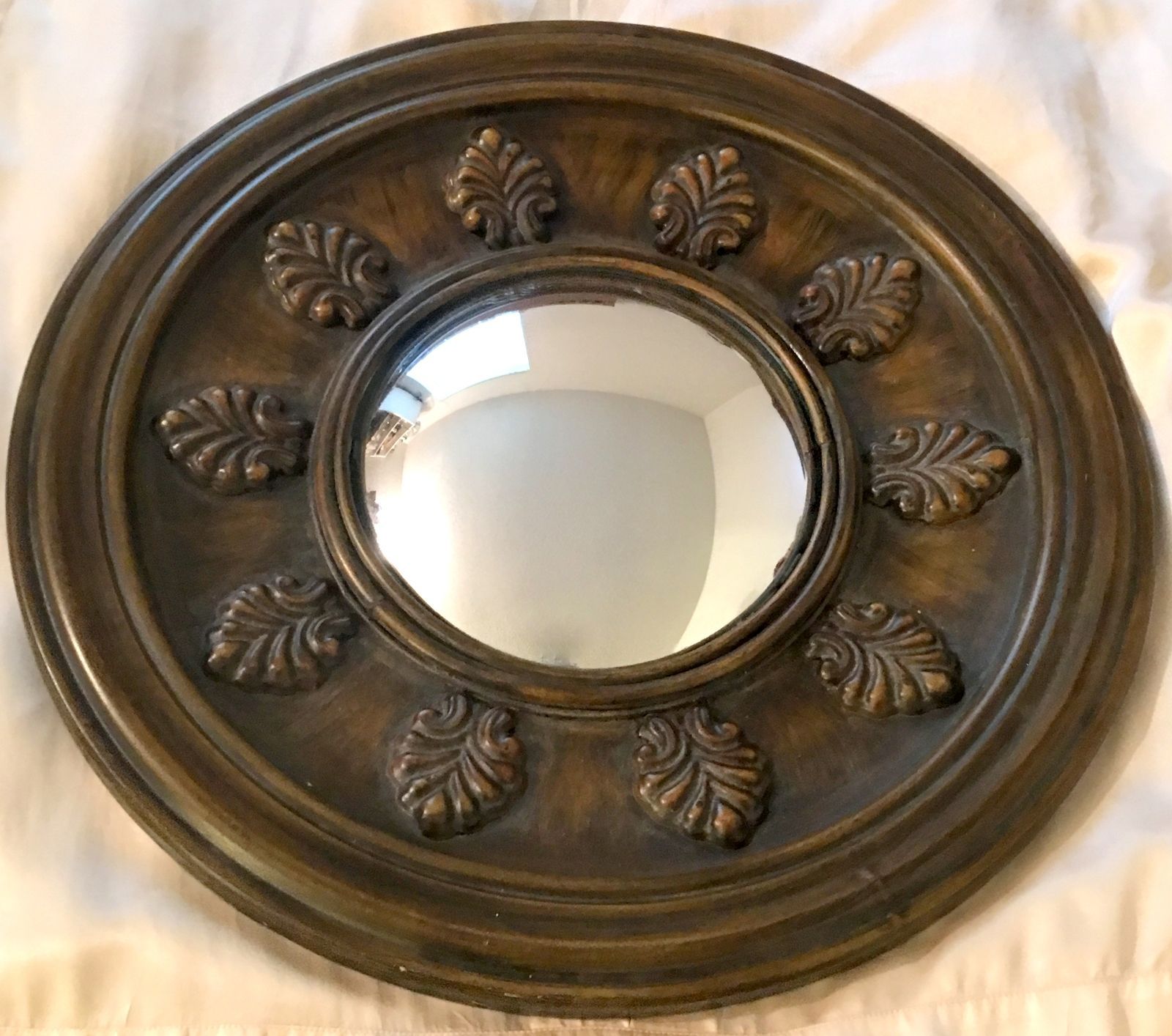 Round Convex Mirror Decorative Wall Mirror Tuscan Style Brown Metal With Regard To Brown Leather Round Wall Mirrors (View 10 of 15)
