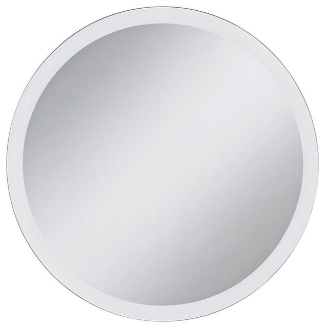 Round Frameless 42" Wide Beveled Mirror – Contemporary – Mirrors Regarding Round Frameless Beveled Mirrors (View 3 of 15)