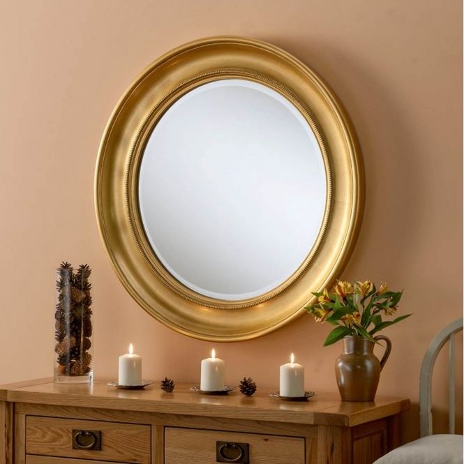 Round Gold Contemporary Wall Mirror | Mirrors | Homesdirect365 For Round Stacked Wall Mirrors (View 12 of 15)