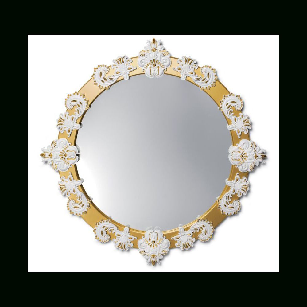 Round Large Wall Mirror – Golden Lustre And White – Limited Edition Pertaining To Golden Voyage Round Wall Mirrors (View 12 of 15)