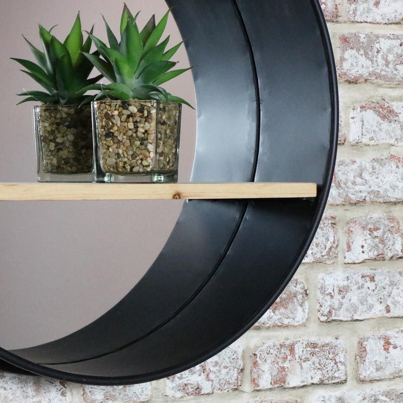 Round Metal Wall Mirror With Shelf | Windsor Browne – Windsor Browne Pertaining To Brass Iron Framed Wall Mirrors (View 5 of 15)