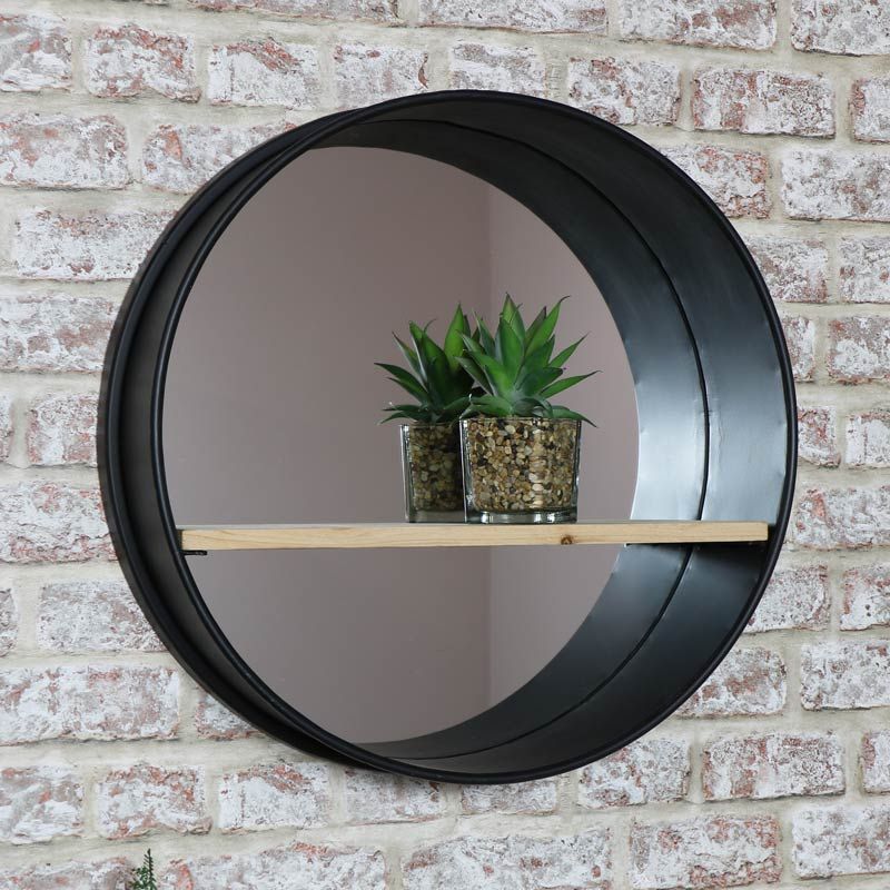 Round Metal Wall Mirror With Shelf | Windsor Browne – Windsor Browne Pertaining To Brass Iron Framed Wall Mirrors (View 1 of 15)