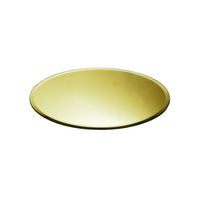 Round Mirror Candle Plate With Bevelled Edge Gold (30cm/12") Intended For Gold Rounded Edge Mirrors (View 7 of 15)