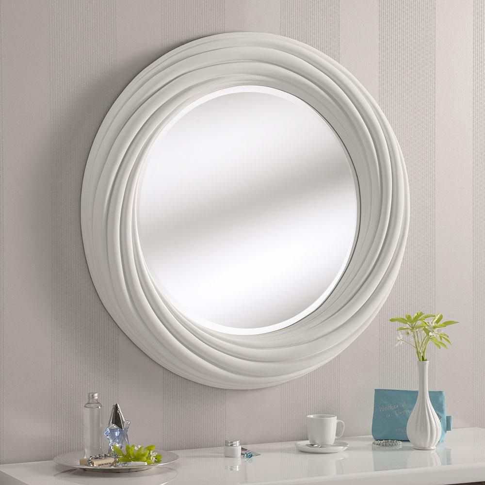Round Swirl Framed Mirror: White – £ (View 15 of 15)