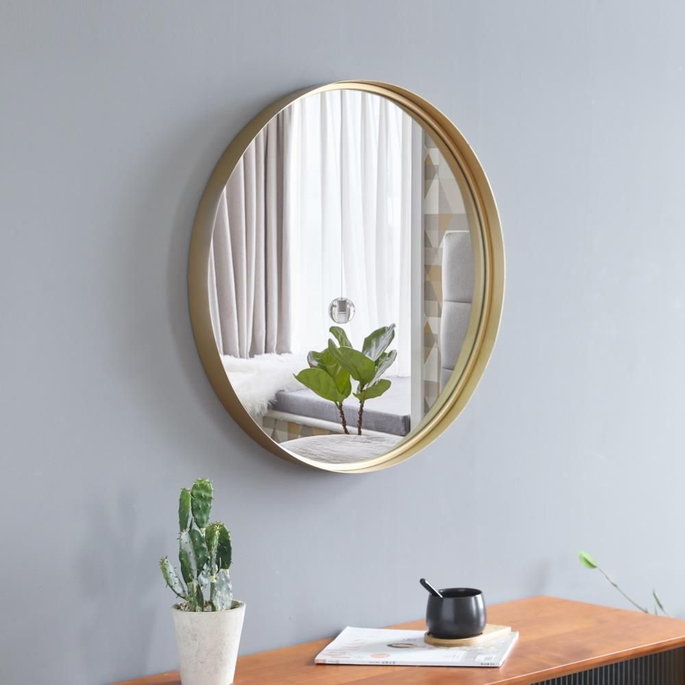 Round Wall Mirror,24 Inch Gold Circle Mirror Modern Metal Frame Wall Throughout Gold Modern Luxe Wall Mirrors (View 3 of 15)
