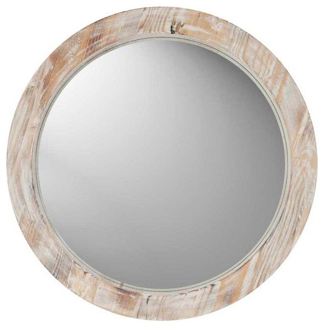 Round Washed Wood Mirror – Contemporary – Wall Mirrors  Bassett Within Round Stacked Wall Mirrors (View 1 of 15)