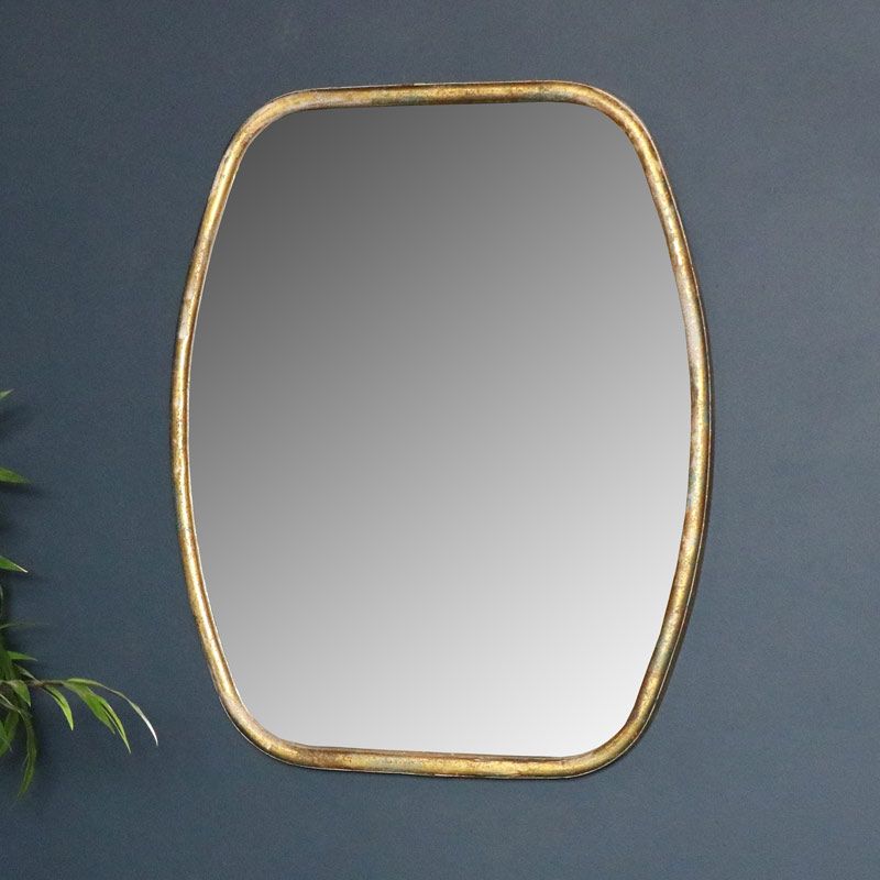 Rustic Gold Framed Wall Mirror Inside Gold Rounded Corner Wall Mirrors (View 3 of 15)