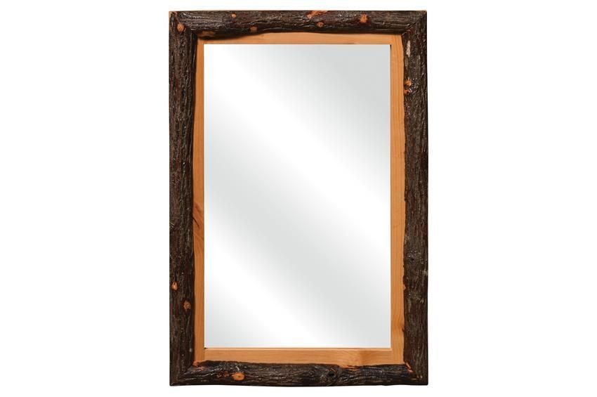Rustic Hickory Framed Wall Mirror From Dutchcrafters Amish Furniture Regarding Mirror Framed Bathroom Wall Mirrors (View 3 of 15)