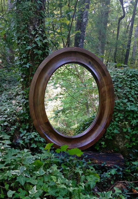 Rustic Oval Mirror, Walnut Oval Mirror, Oval Mirror, Ready To Ship Inside Pfister Oval Wood Wall Mirrors (View 6 of 15)