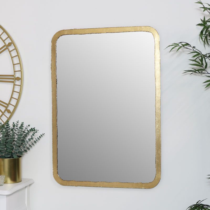 Rustic Thin Framed Gold Mirror Pertaining To Gold Metal Framed Wall Mirrors (View 9 of 15)