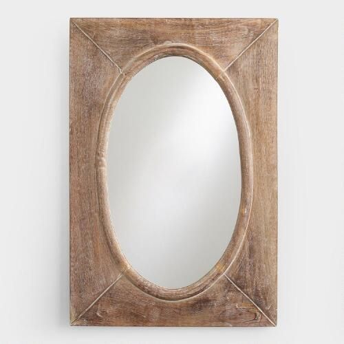 Rustic Wood Shandi Framed Oval Mirror | World Market For Wooden Oval Wall Mirrors (View 11 of 15)