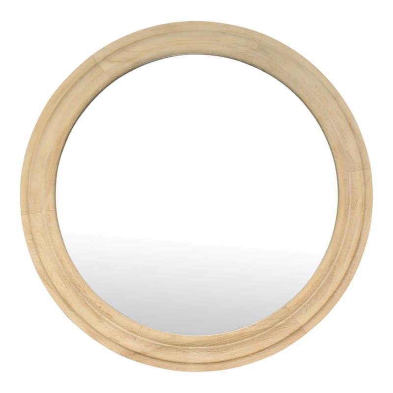 Sanderson Wooden Frame Round Wall Mirror, 110cm Regarding Organic Natural Wood Round Wall Mirrors (View 6 of 15)