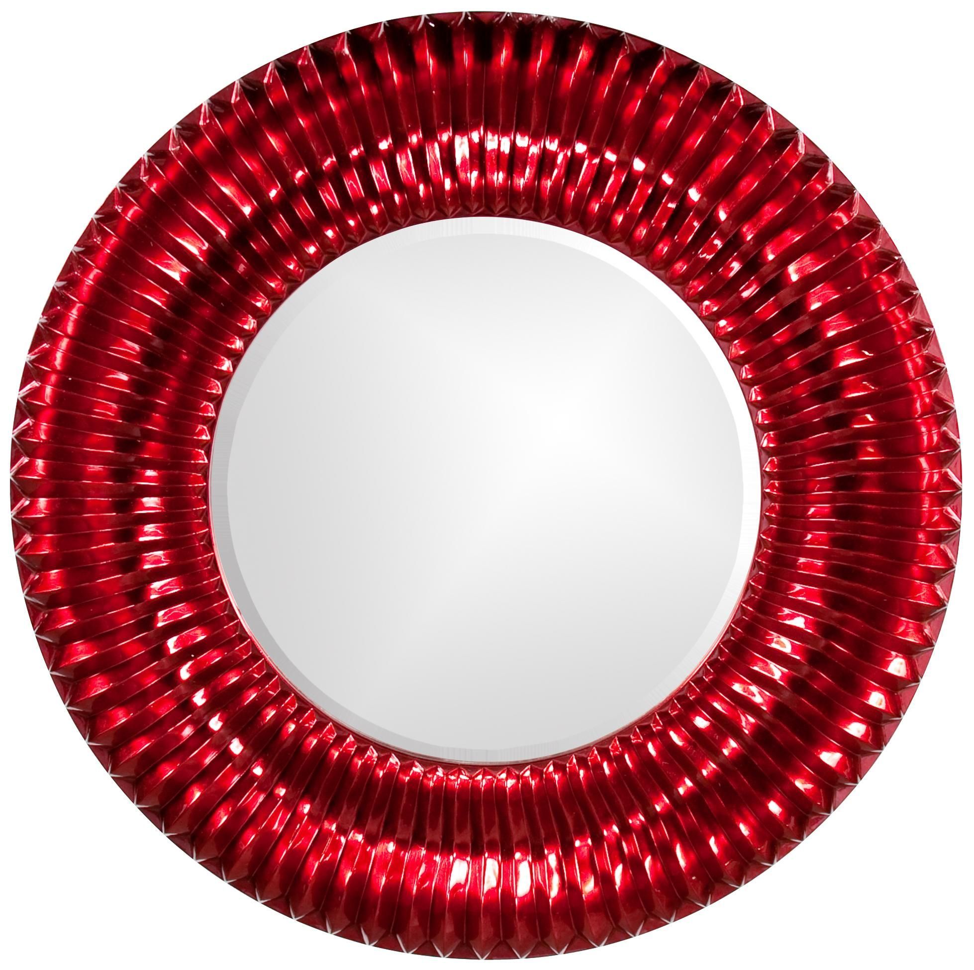 Sao Paulo Ribbed Metallic Red 46" Round Wall Mirror – #r2196 | Lamps With Regard To Glossy Red Wall Mirrors (View 15 of 15)
