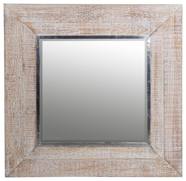 Sathia Square Whitewash Mirror, 32" – Farmhouse – Wall Mirrors – With Regard To White Square Wall Mirrors (View 4 of 15)