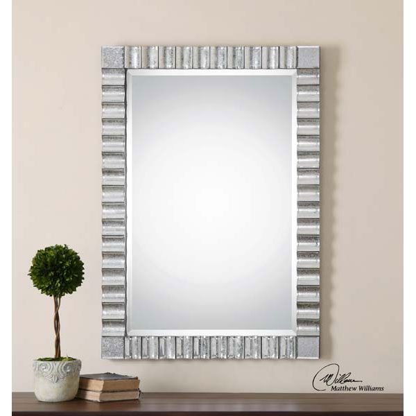 Scalloped Mirrors Rectangular Beveled Wall Mirror Modern Large 43 Inside Rectangle Plastic Beveled Wall Mirrors (View 7 of 15)