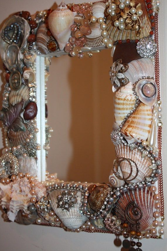 Sea Shell Jewelry Mosaic Mirror Ocean Beach In Shell Mosaic Wall Mirrors (View 13 of 15)