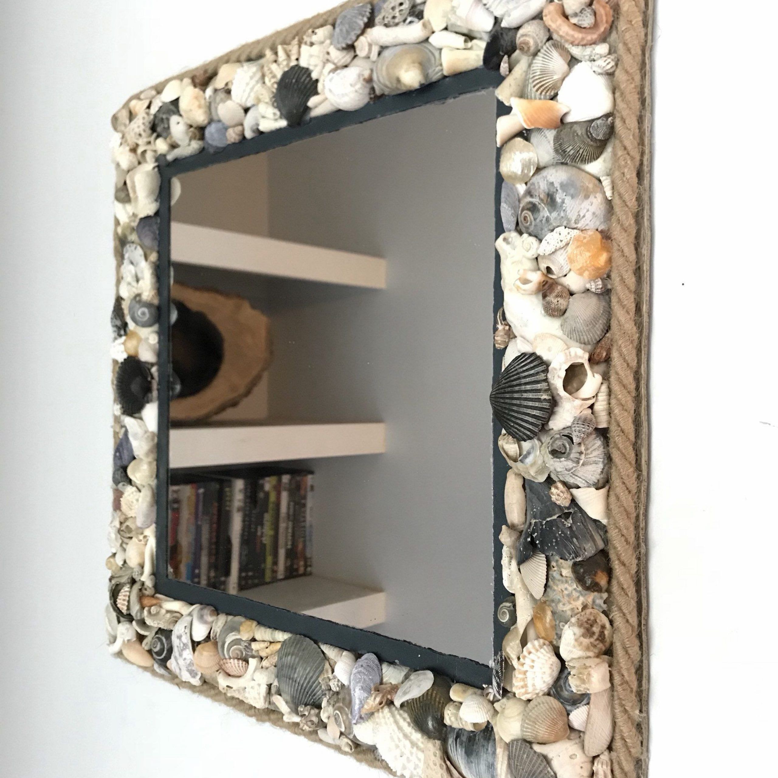 Seashell Mirror – 17 X 17 Beach Themed Wall Mirror – Handmade Nautical With Regard To Shell Wall Mirrors (View 3 of 15)
