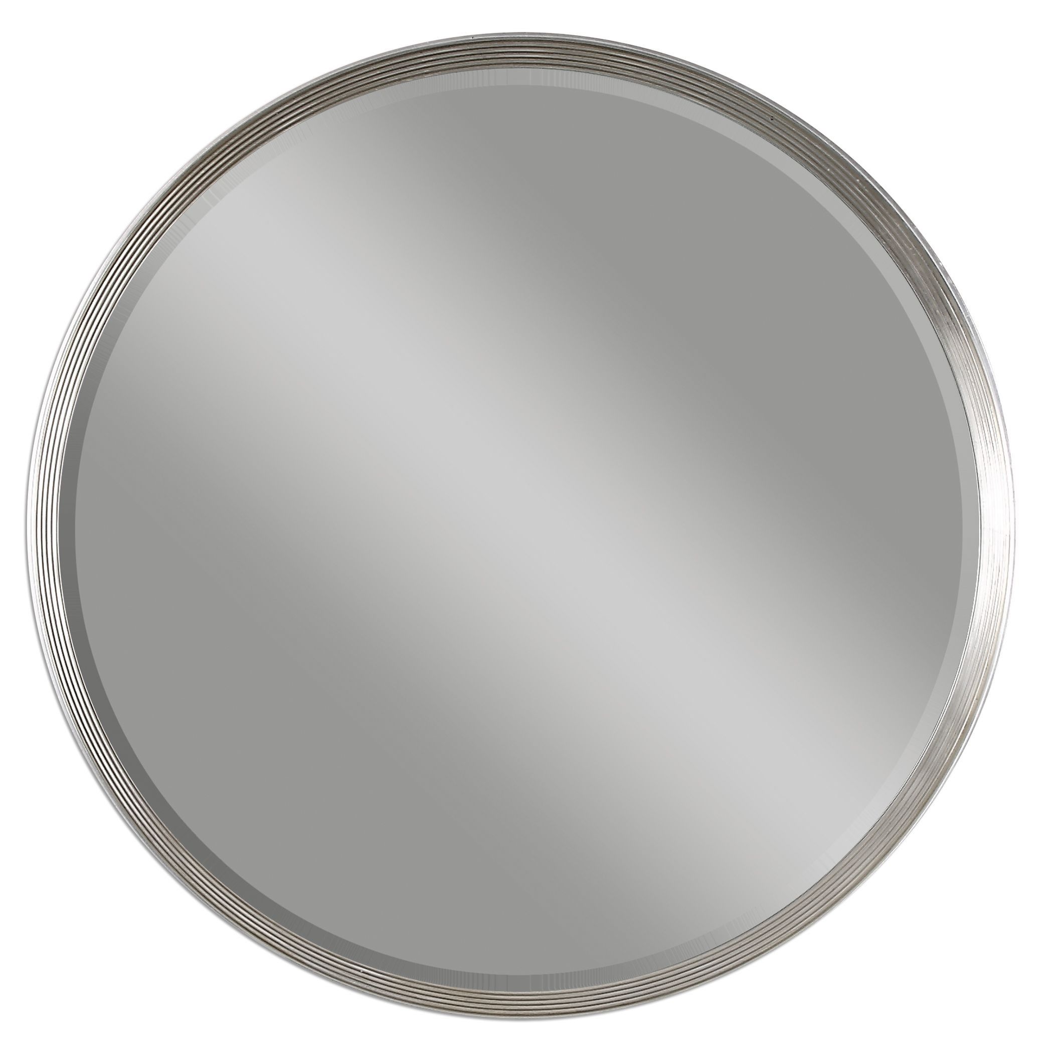 Serenza Round Silver Mirror From Uttermost (14547) | Coleman Furniture With Silver Leaf Round Wall Mirrors (View 12 of 15)