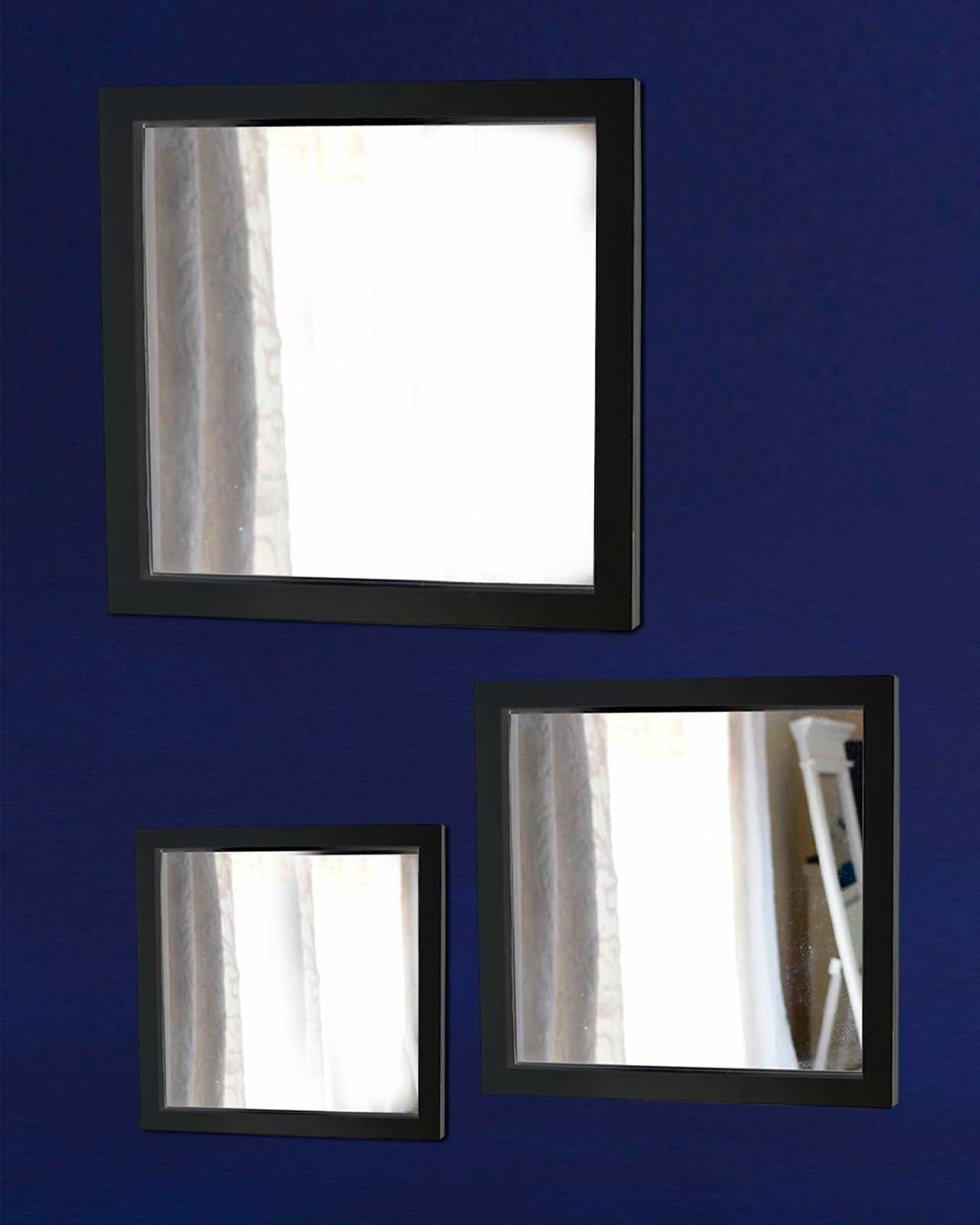 Set Of 3 Square Mirrors, Black | Ebay Pertaining To Black Square Wall Mirrors (View 5 of 15)