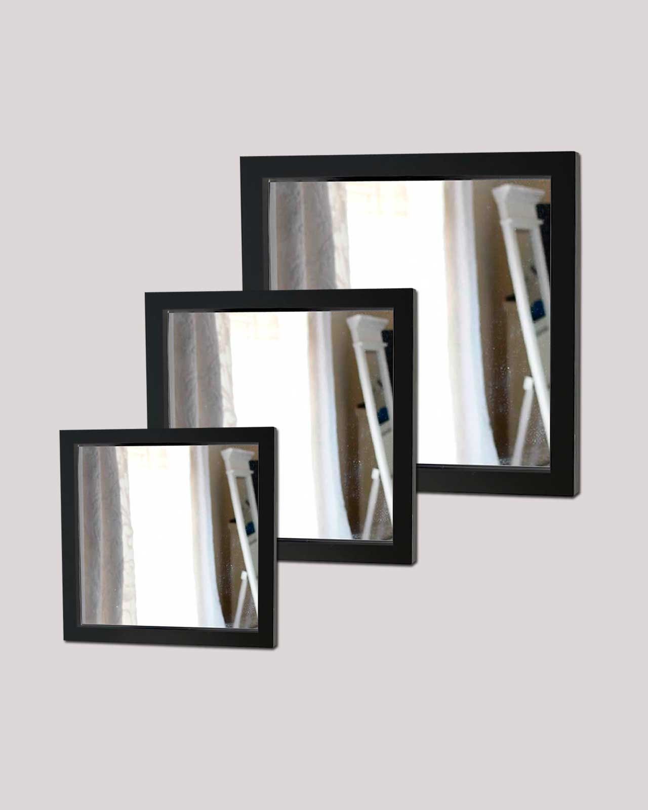 Set Of 3 Square Mirrors, Black | Ebay Pertaining To Karn Vertical Round Resin Wall Mirrors (View 3 of 15)