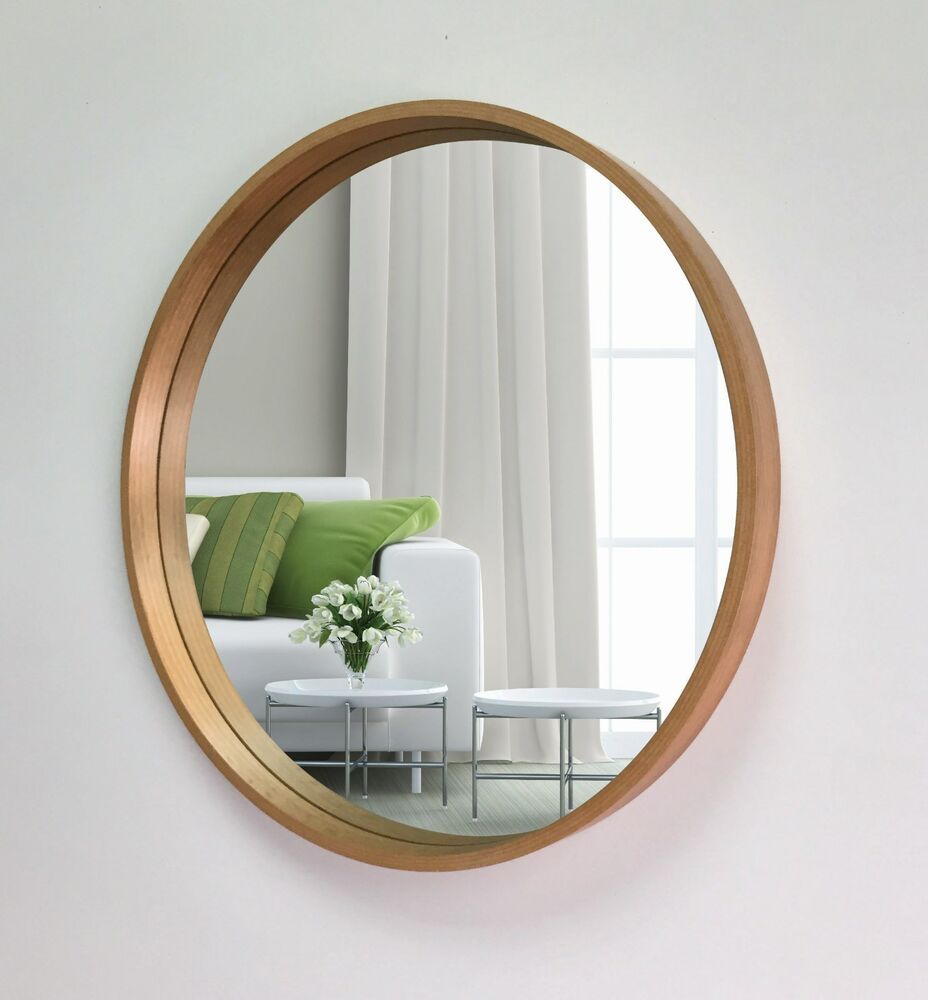 Shape Round Wall Mirror Lmr – Dia. 60cm / 100cm – Oak Veneer New | Ebay With Vertical Round Wall Mirrors (Photo 11 of 15)
