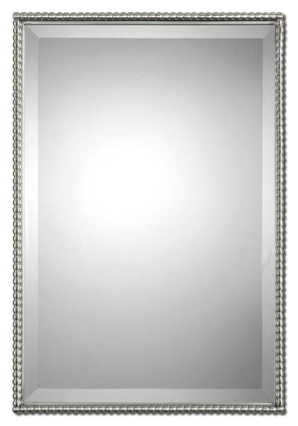 Sherise Brushed Nickel Metal Mirror 21"x31"x2" | Brushed Nickel Mirror Regarding Polished Nickel Rectangular Wall Mirrors (View 11 of 15)