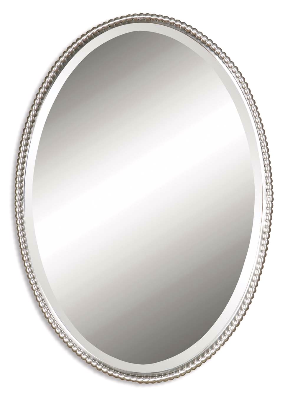 Sherise Modern Brushed Nickel Oval Mirror 01102 B In Nickel Floating Wall Mirrors (View 10 of 15)