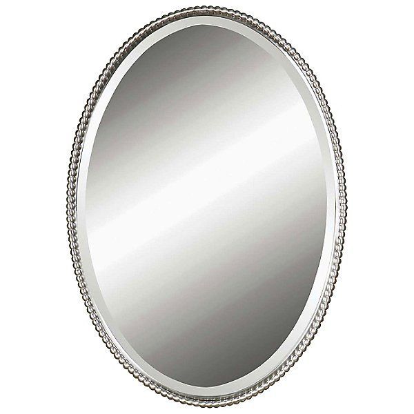 Sherise Oval Mirror | Oval Mirror, Beaded Mirror, Uttermost Mirrors Inside Polished Nickel Oval Wall Mirrors (View 12 of 15)