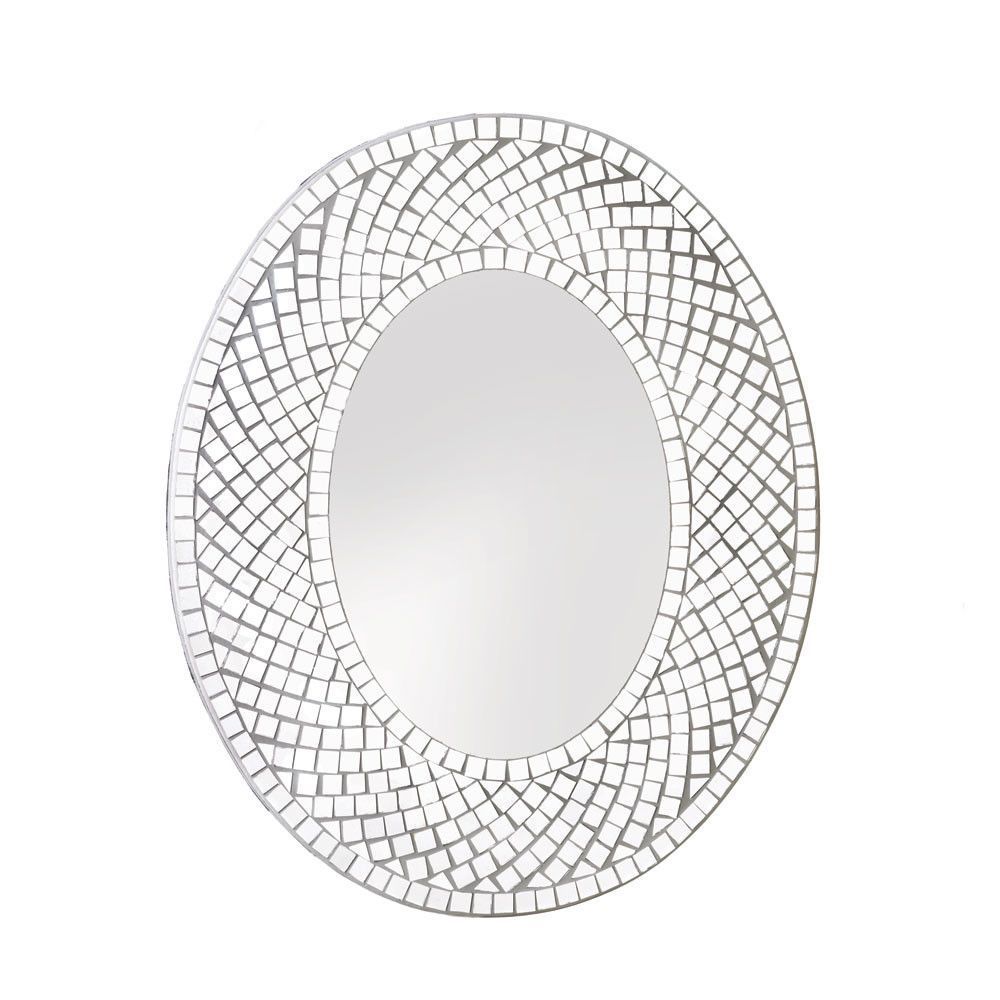 Shiny Tiles Oval Wall Mirror | Antique Mirror Wall Pertaining To Tiled Wall Mirrors (View 3 of 15)