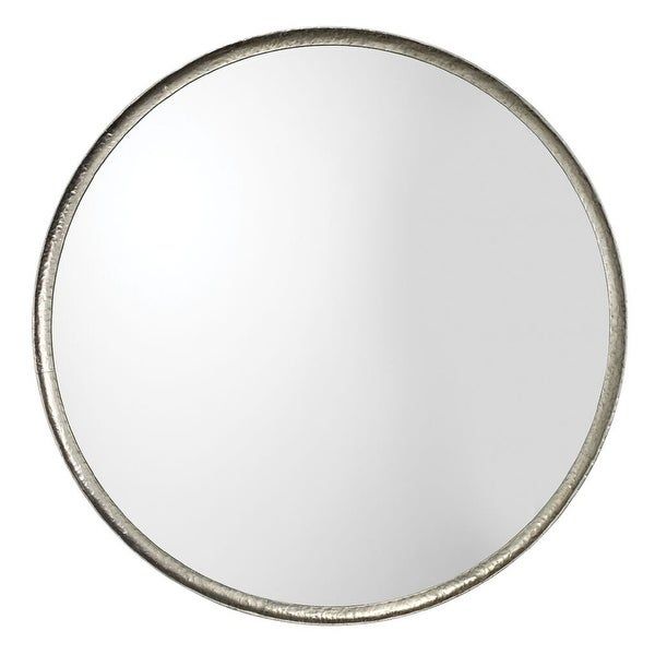 Shop 36" Silver Leaf Metal Refined Round Mirror – Free Shipping Today In Silver Leaf Round Wall Mirrors (View 2 of 15)