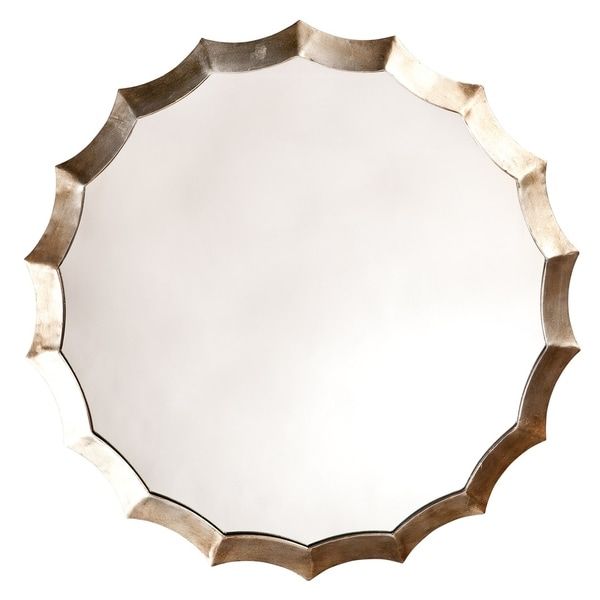 Shop Alden Décor Round Scalloped Mirror – Antique Silver – Overstock Intended For Round Scalloped Edge Wall Mirrors (View 8 of 15)