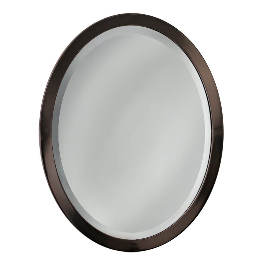 Shop Allen + Roth 23 In W X 29 In H Oil Rubbed Bronze Oval Bathroom Pertaining To Ceiling Hung Oiled Bronze Oval Mirrors (View 1 of 15)