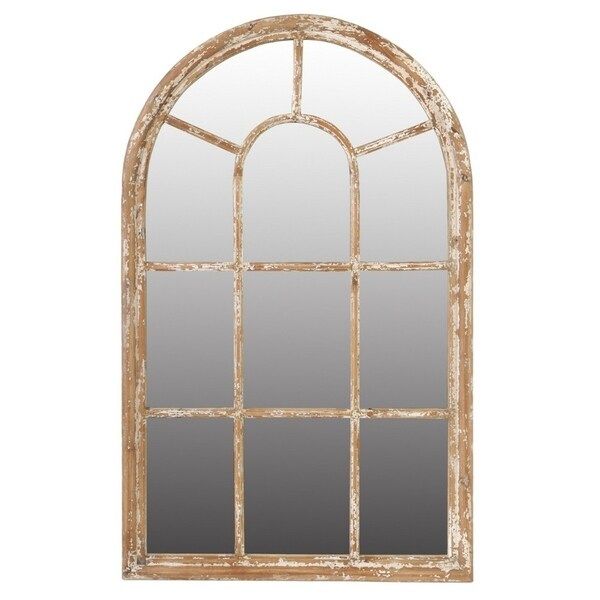 Shop Arched Wooden Framed Mirror, Large, Brown – Overstock – 21658492 For Arch Oversized Wall Mirrors (View 4 of 15)