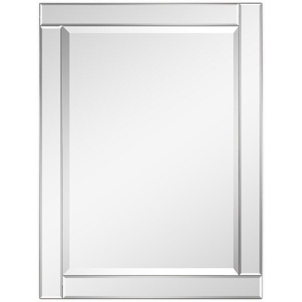 Shop Beveled Rectangle Wall Mirror,solid Wood Frame,1" Beveled Center For Rectangular Chevron Edge Wall Mirrors (View 11 of 15)