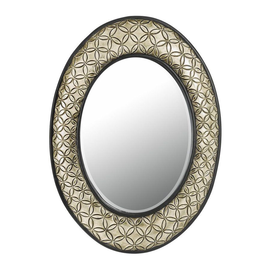 Shop Cal Lighting 24 In X 32 In Argent Beveled Oval Framed Wall Mirror Pertaining To Oval Beveled Wall Mirrors (View 3 of 15)