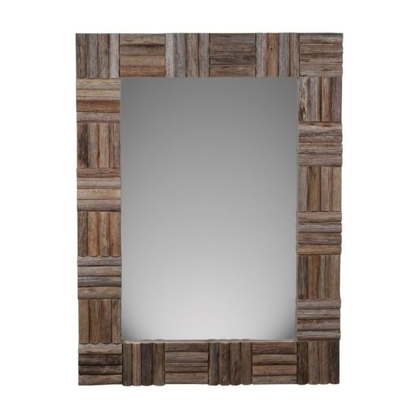 Shop Cheung's Handmade Hand Crafted Brown Wood Frame Wall Mirror – Free Inside Medium Brown Wood Wall Mirrors (View 10 of 15)