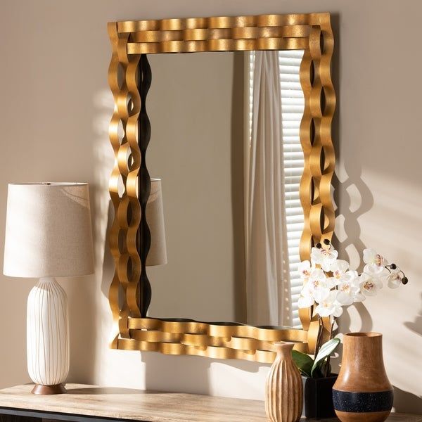 Shop Contemporary Antique Gold Rectangular Wall Mirrorbaxton Studio In Modern Rectangle Wall Mirrors (Photo 14 of 15)