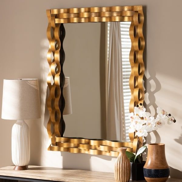 Shop Contemporary Antique Gold Rectangular Wall Mirrorbaxton Studio In Sartain Modern & Contemporary Wall Mirrors (View 8 of 15)