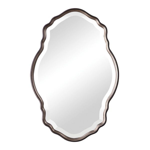 Shop Delacora Um W00434 34" X 23" Scalloped Edge Beveled Face Accent With Regard To Round Scalloped Edge Wall Mirrors (View 1 of 15)