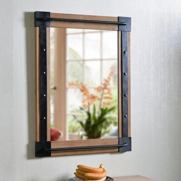 Shop Elena Reclaimed Wood And Black 40 Inch Height Rectangular Wall With Regard To Black Beaded Rectangular Wall Mirrors (View 6 of 15)