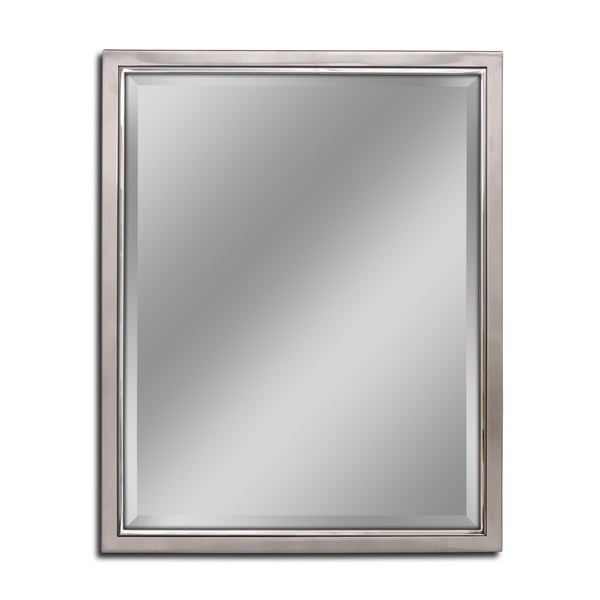 Shop Headwest Classic Brush Nickel Chrome Wall Mirror – Brushed Nickel Inside Oxidized Nickel Wall Mirrors (View 12 of 15)