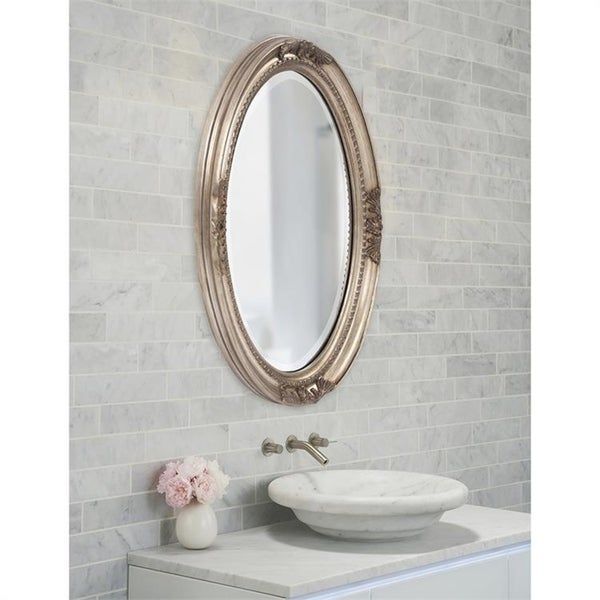 Shop Lisette Silver Wood Oval Wall Mirror – Overstock – 6432864 For Wooden Oval Wall Mirrors (View 6 of 15)